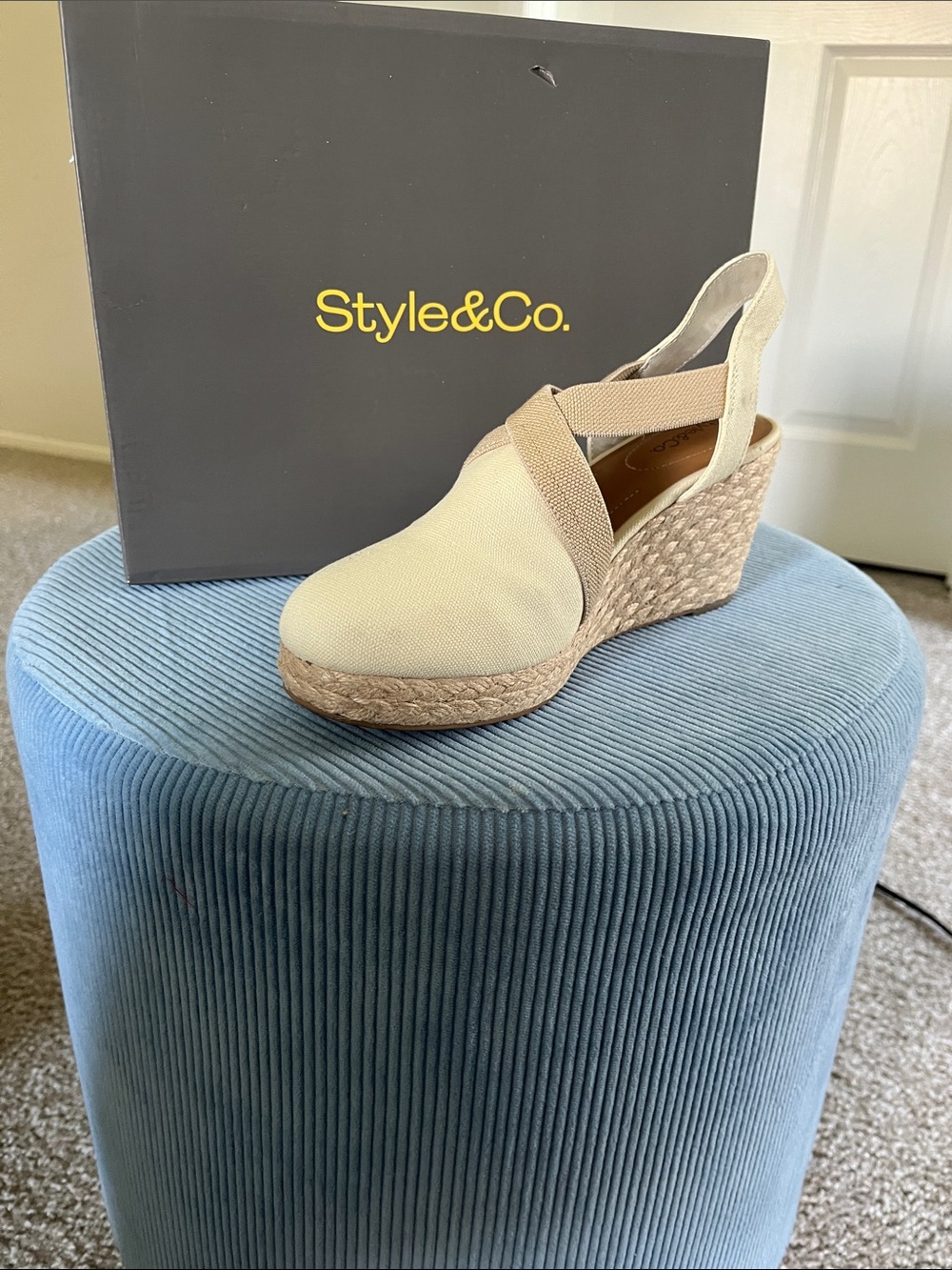 Style & Co. Cream Espadrille Wedge Slingback